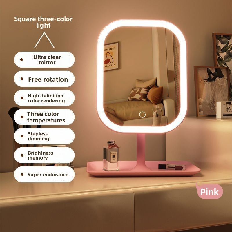 Espejo de maquillaje inteligente con luces LED