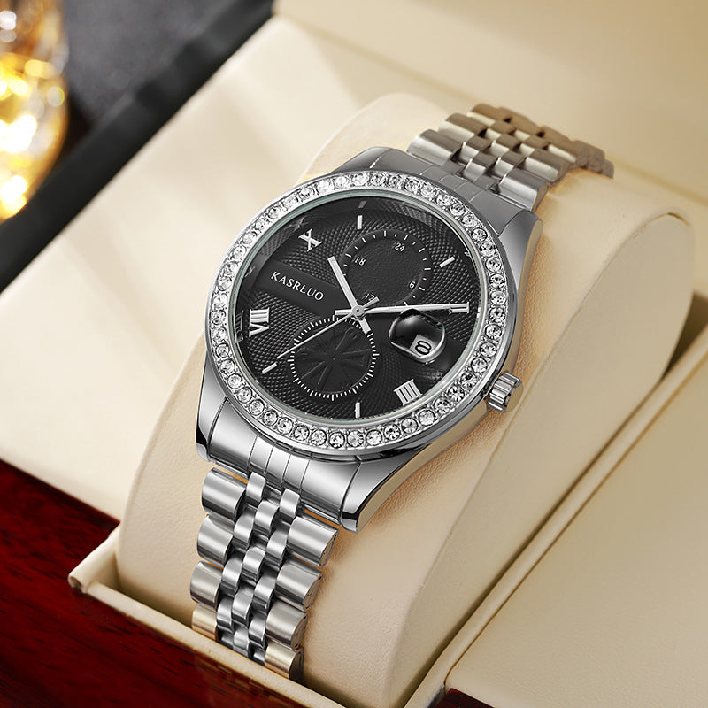 Reloj de cuarzo para hombre de acero inoxidable resistente al agua