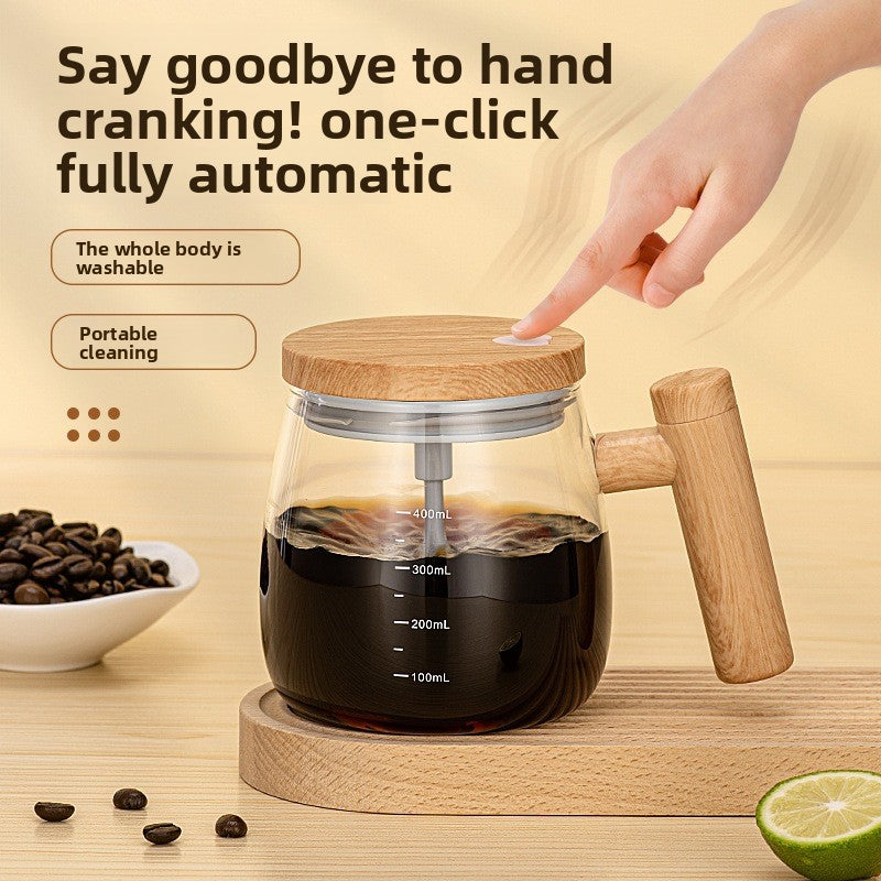 Taza de vidrio de mezcla eléctrica automática con posavasos de calentamiento