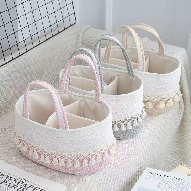 Handwoven Storage Basket with Removable Compartments