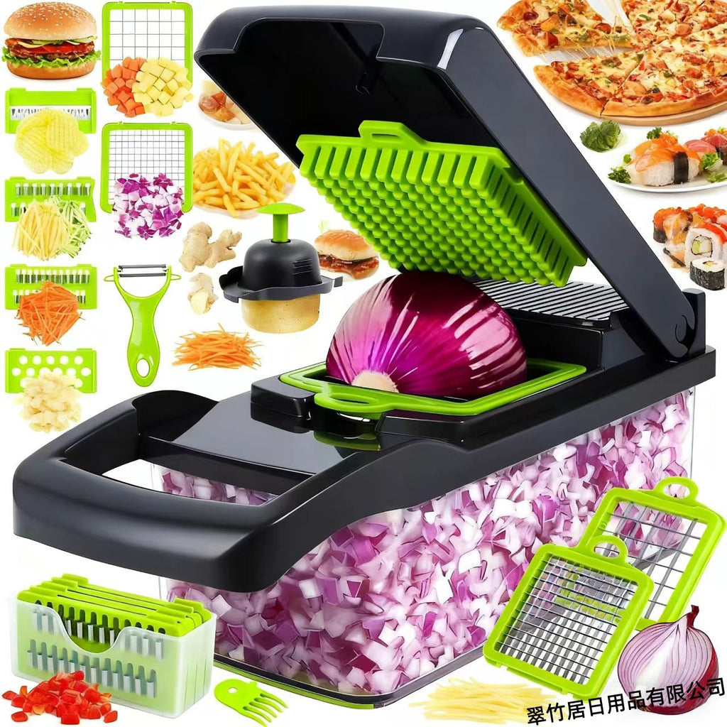 Nuevo cortador de verduras multifuncional transfronterizo Pelar, triturar, cortar en cubitos y cortar el juego de artefactos de cocina Rallador