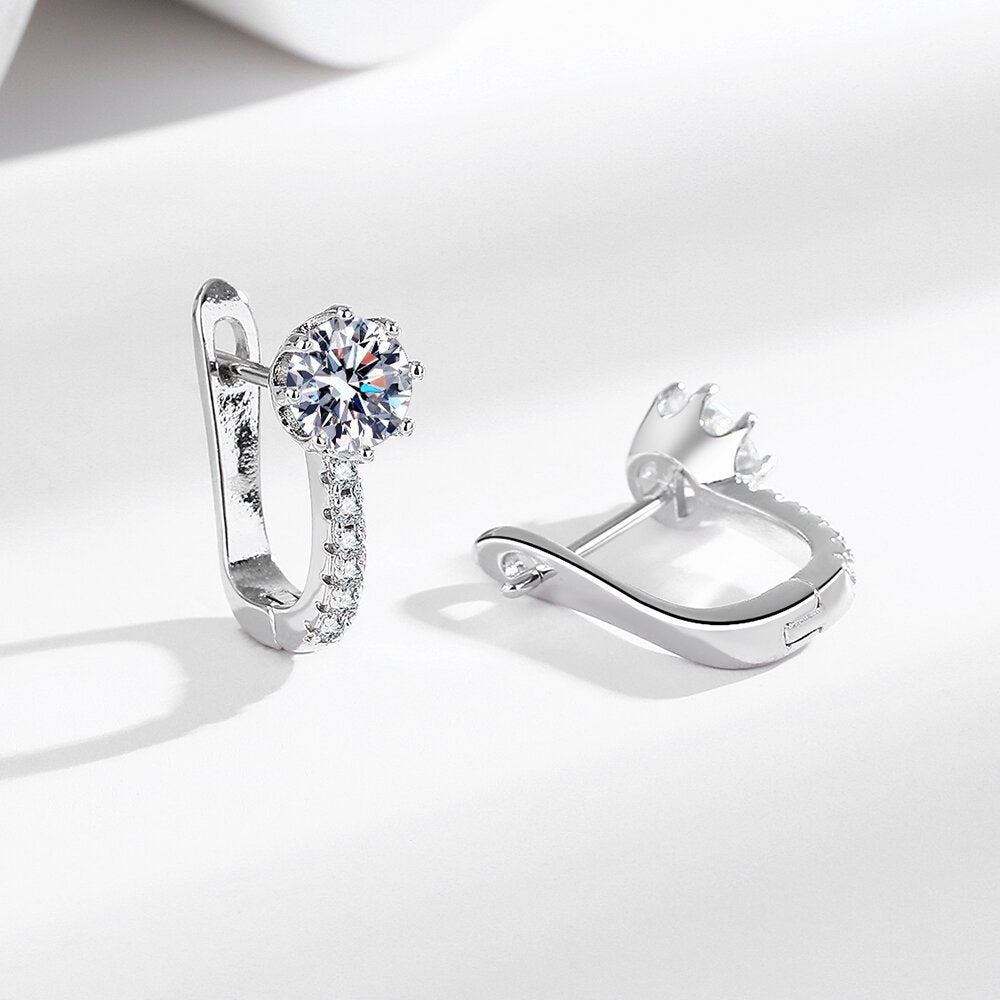 Platinum Plated Zircon Geometric Earrings