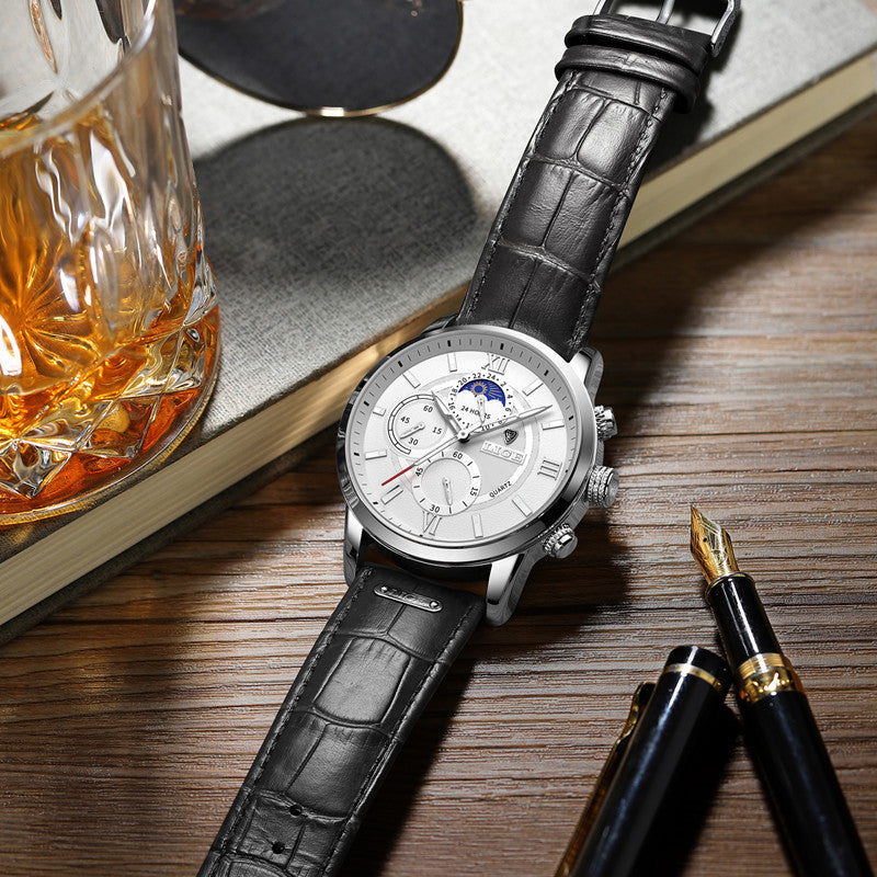 Reloj de cuarzo para hombre de acero inoxidable impermeable luminoso