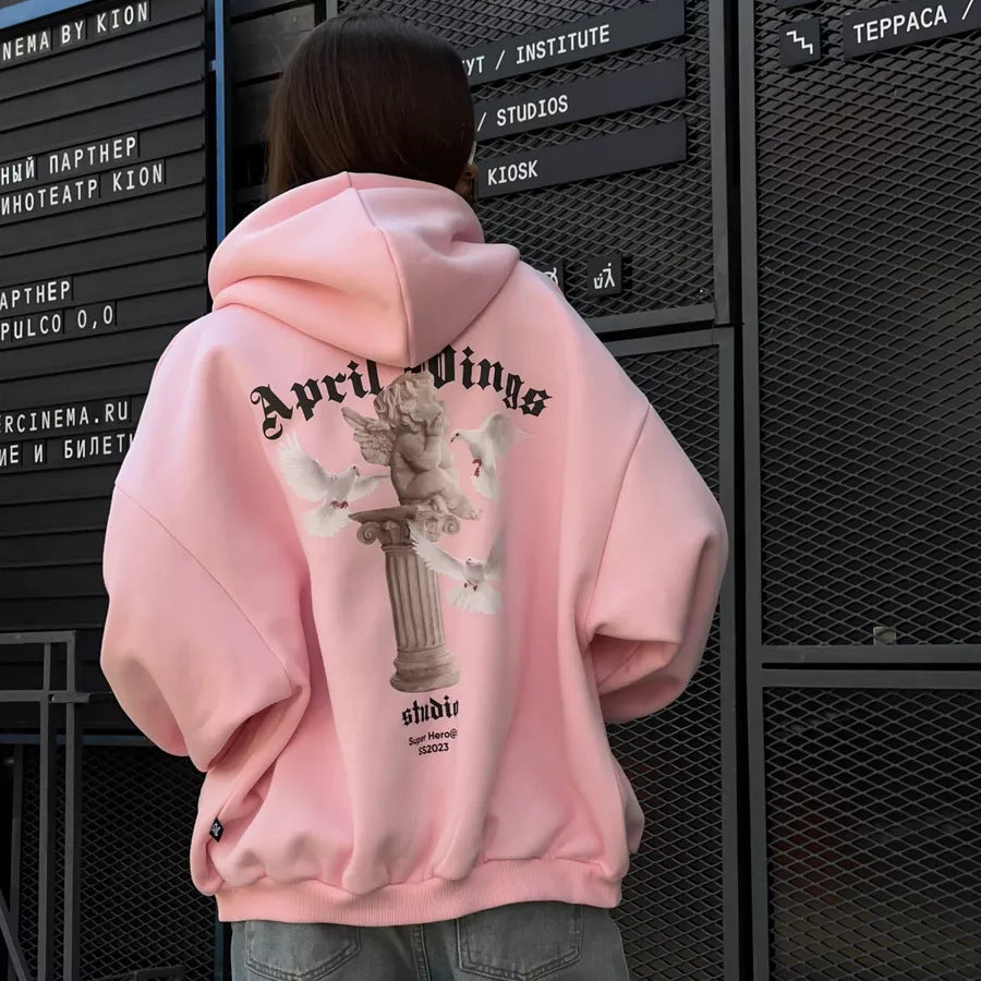 Sudadera con capucha estampada en la espalda