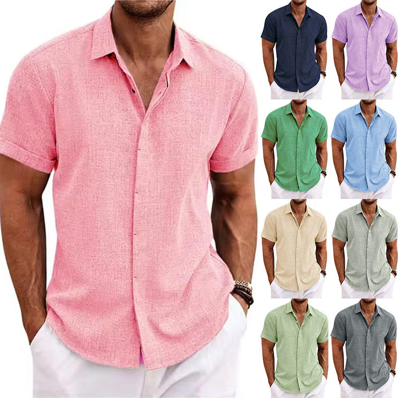 Camisa de manga corta de lino para hombre