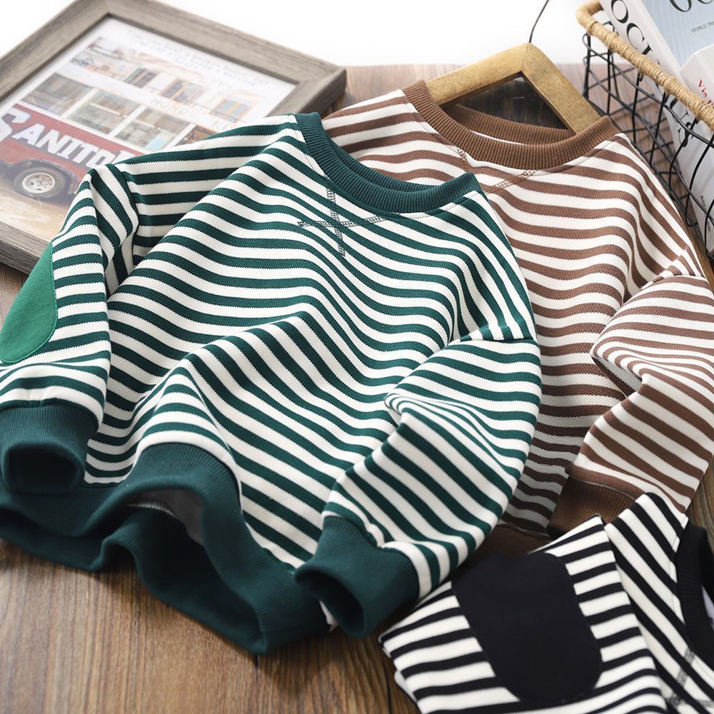 Sudadera de rayas para niños con forro polar y jersey