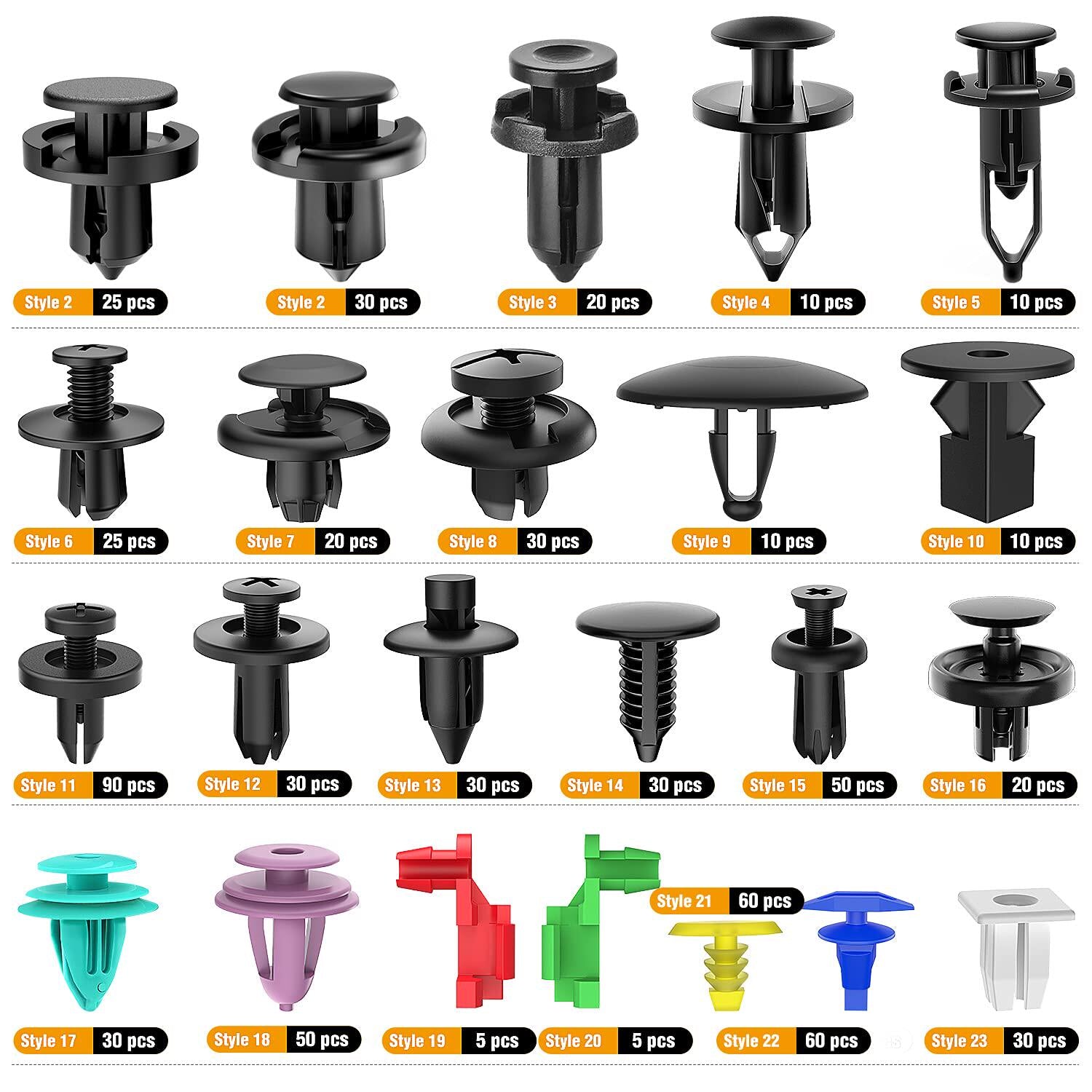 Kit de surtido de clips de fijación de plástico para automóviles