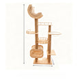 Gran torre de escalada para gatos de madera maciza con poste rascador