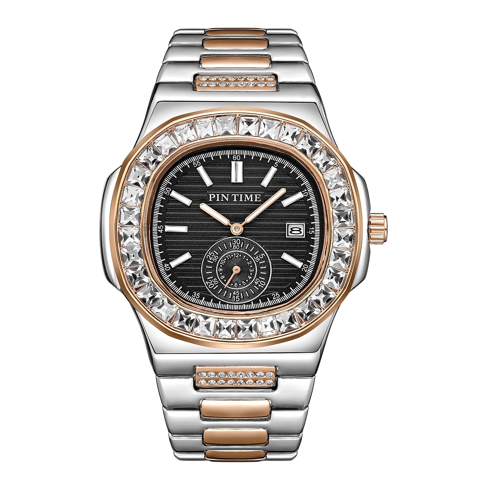 Reloj de cuarzo con acento de diamante para hombre