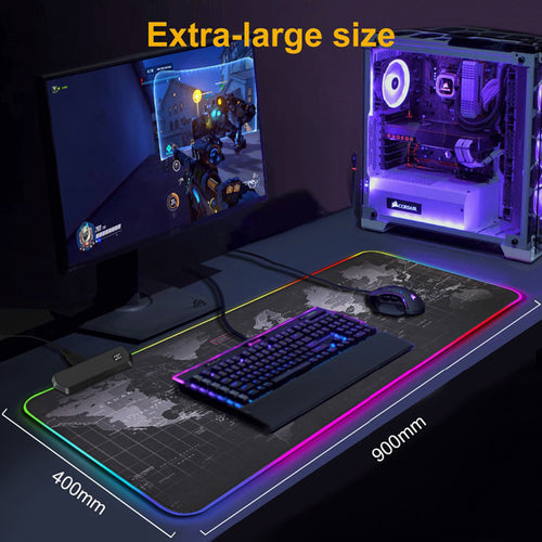 Alfombrilla de ratón para juegos iluminada por RGB con base antideslizante