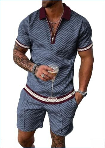 Conjunto de camisa y pantalones cortos de manga corta para hombre