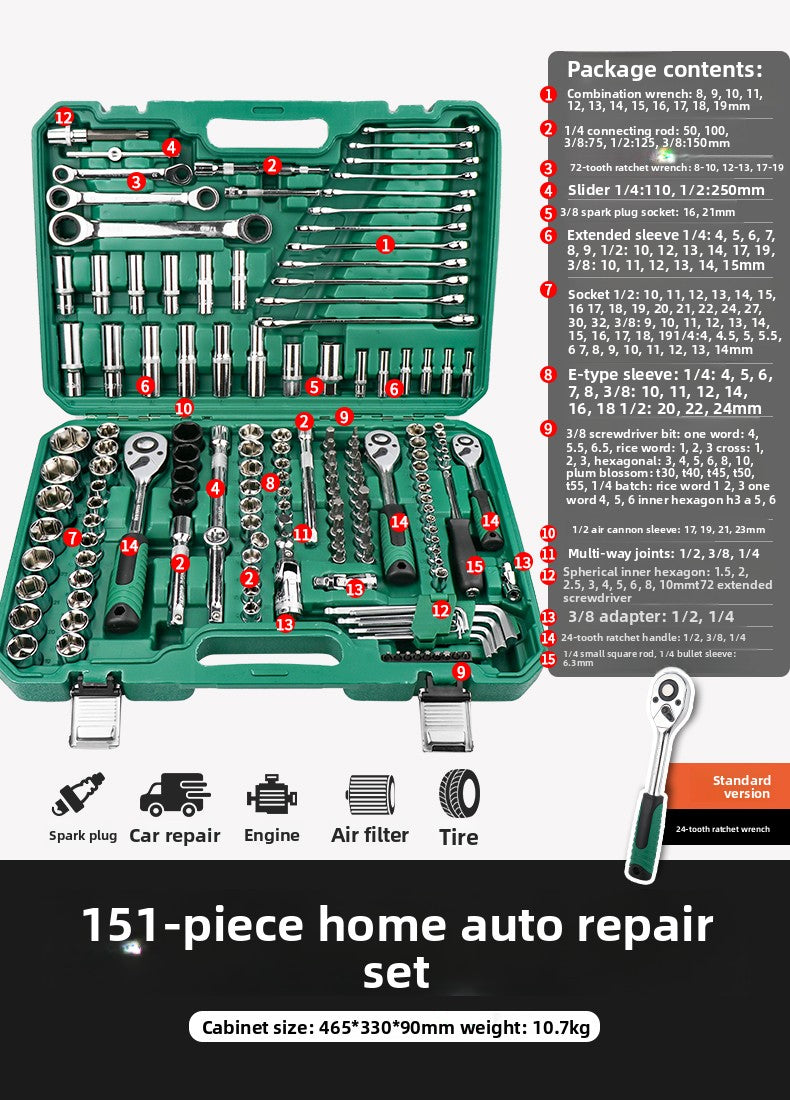 Juego de llave de trinquete Herramientas de reparación automotriz