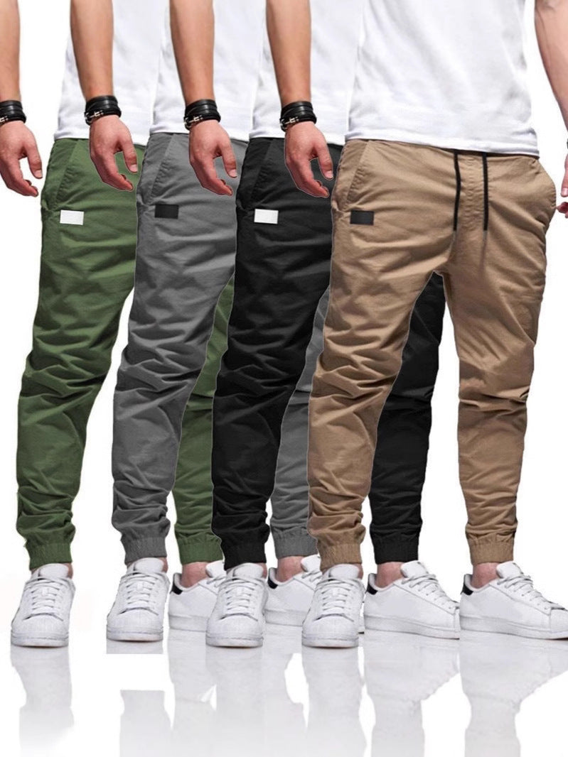 Mens Solid Color Casual Trousers