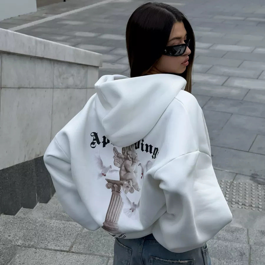 Sudadera con capucha estampada en la espalda