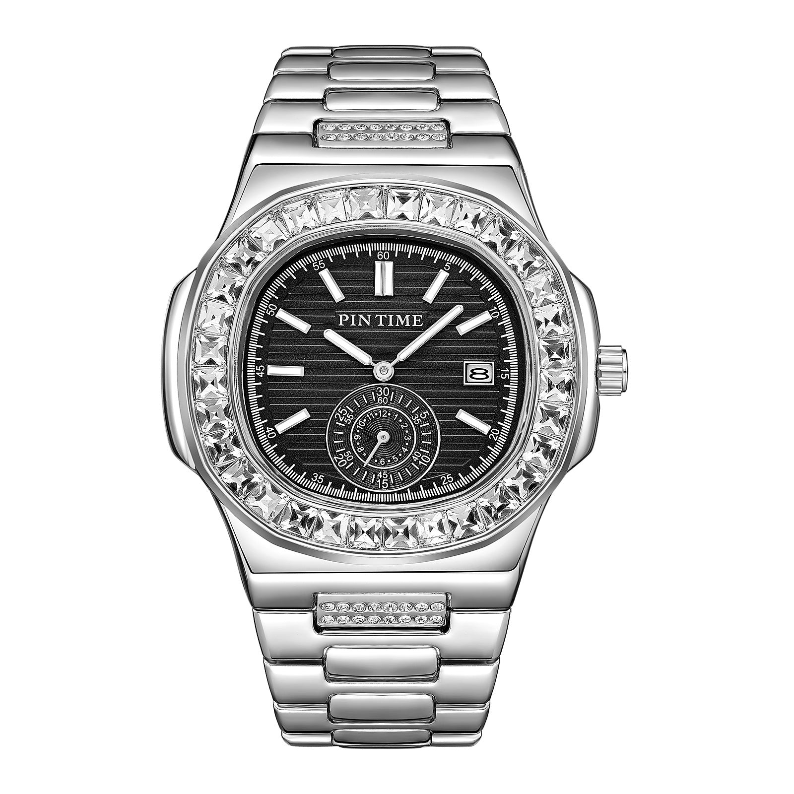 Reloj de cuarzo con acento de diamante para hombre