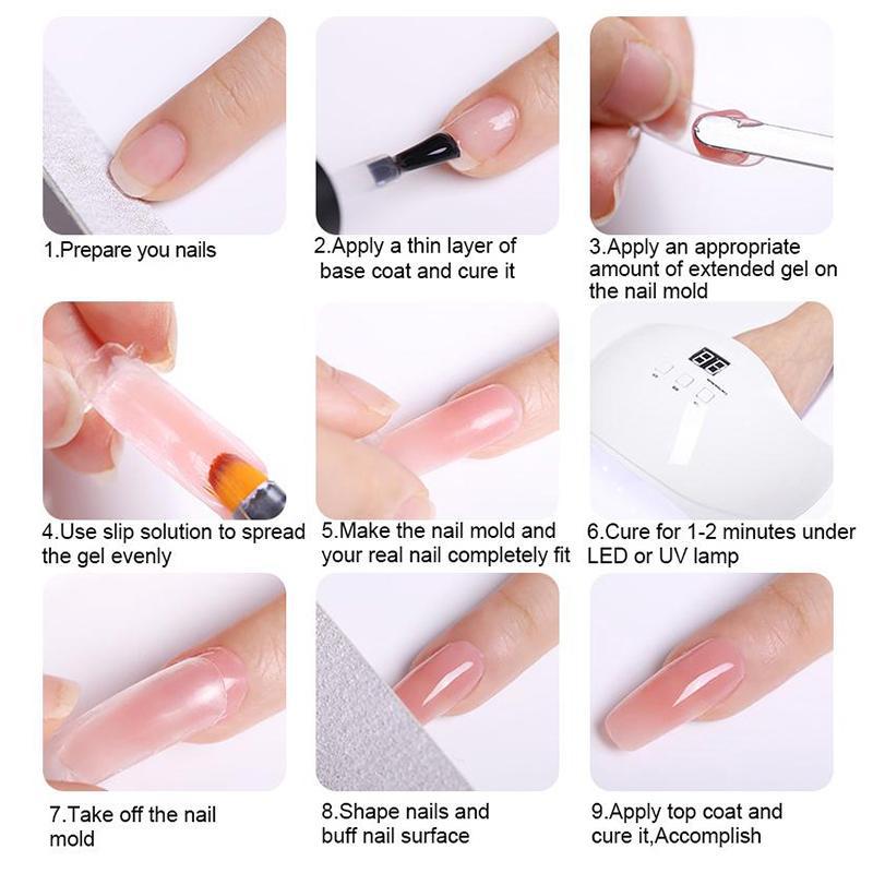 Juego de pegamento de extensión de arte de uñas con cepillo doble