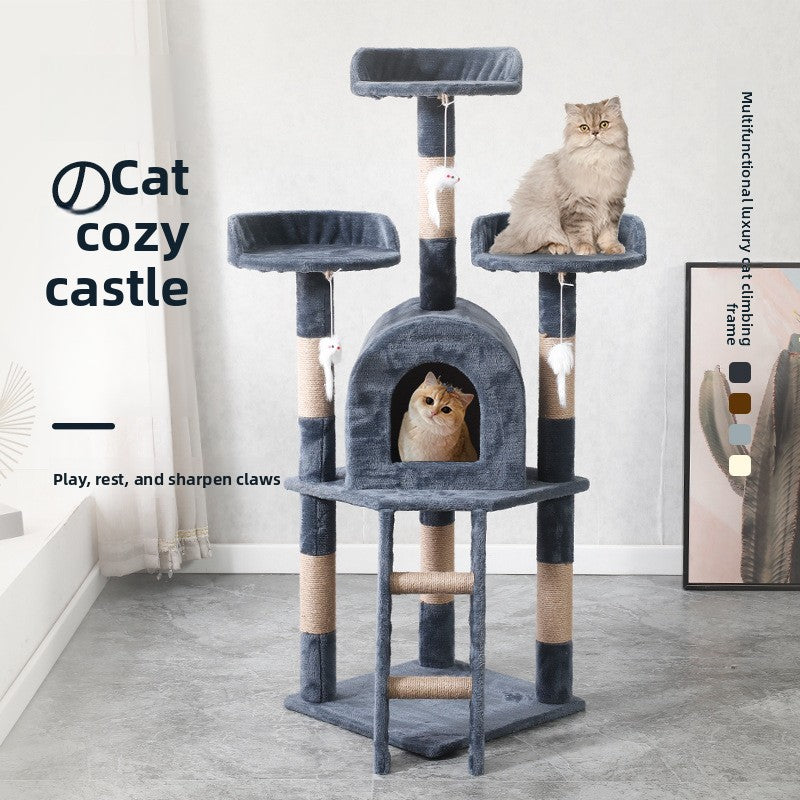 Torre de escalada multifuncional para gatos y cama para gatos