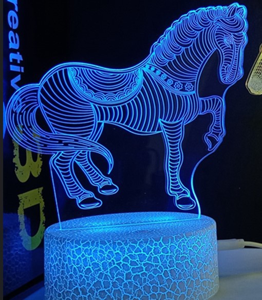 Luz nocturna 3D Horse USB que cambia de color Control remoto Lámpara decorativa para habitación de niños