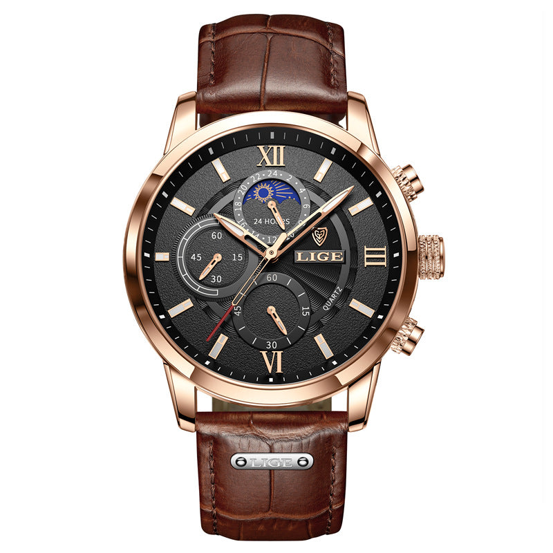 Reloj de cuarzo para hombre de acero inoxidable impermeable luminoso