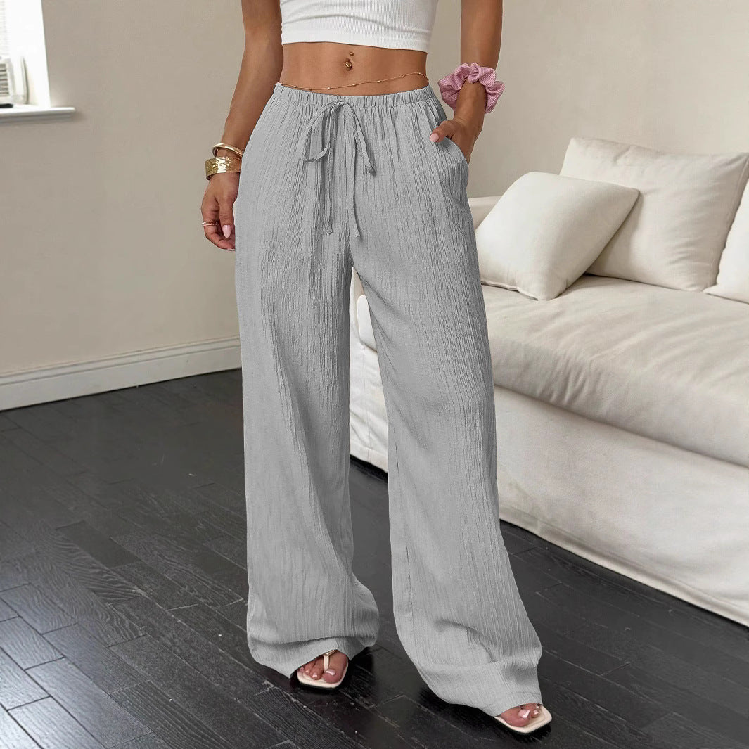 Pantalones casuales para mujer con bolsillos diagonales