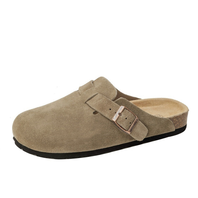 Zapatos sin cordones de cuero genuino para la cama de corcho