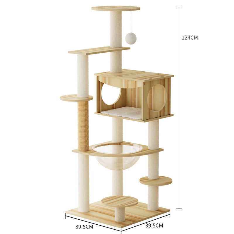 Torre para gatos con postes rascadores y cama