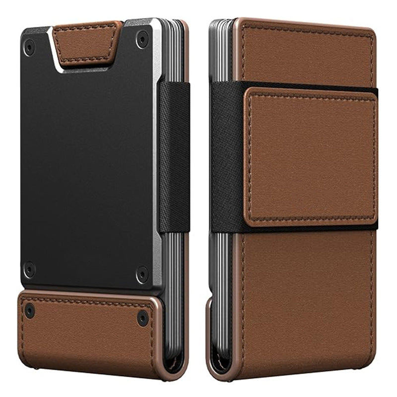 Cartera de tarjetas de cuero genuino ultrafina