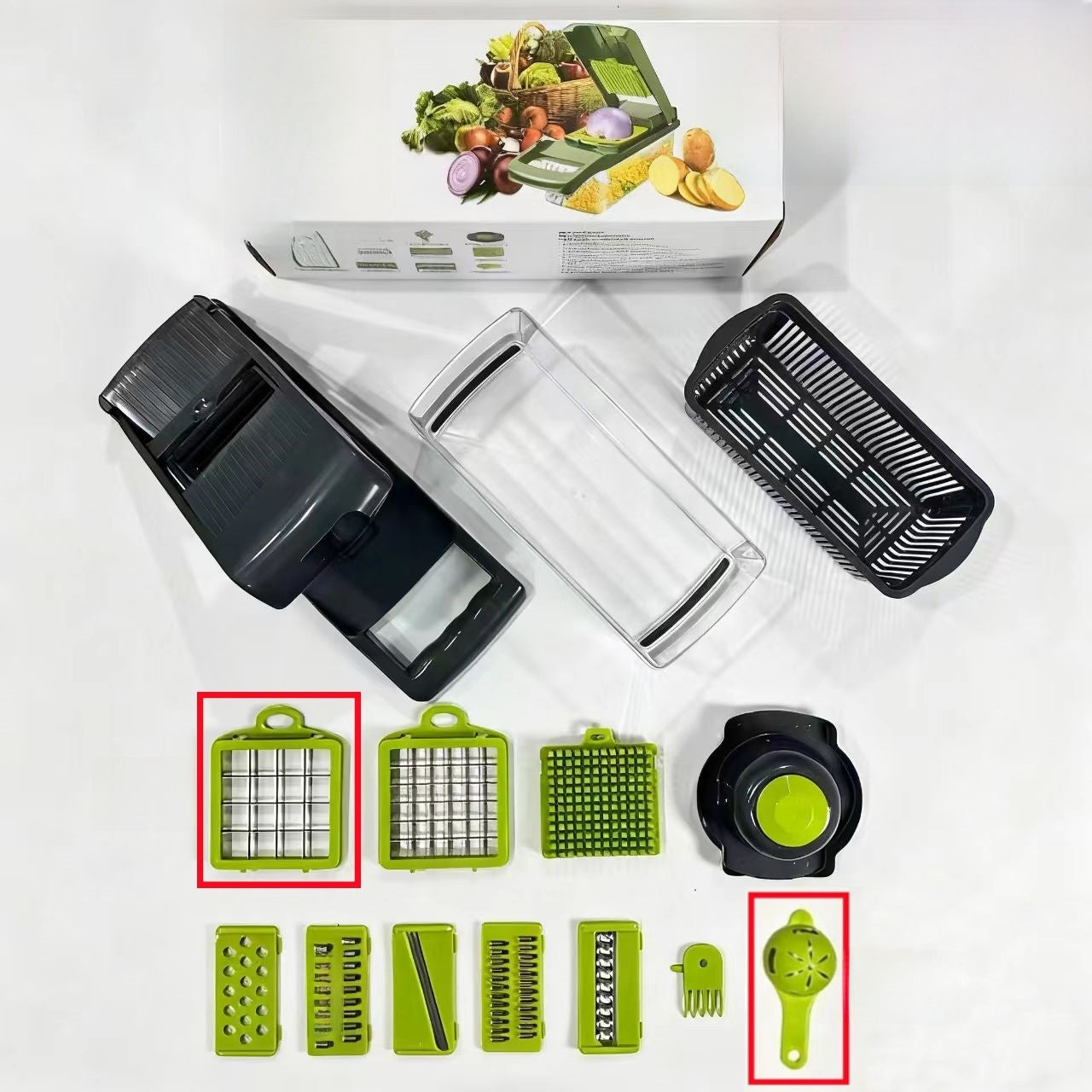 Nuevo cortador de verduras multifuncional transfronterizo Pelar, triturar, cortar en cubitos y cortar el juego de artefactos de cocina Rallador