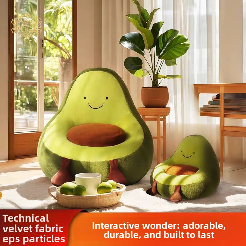 Silla de bolsa de frijoles de aguacate de felpa para niños