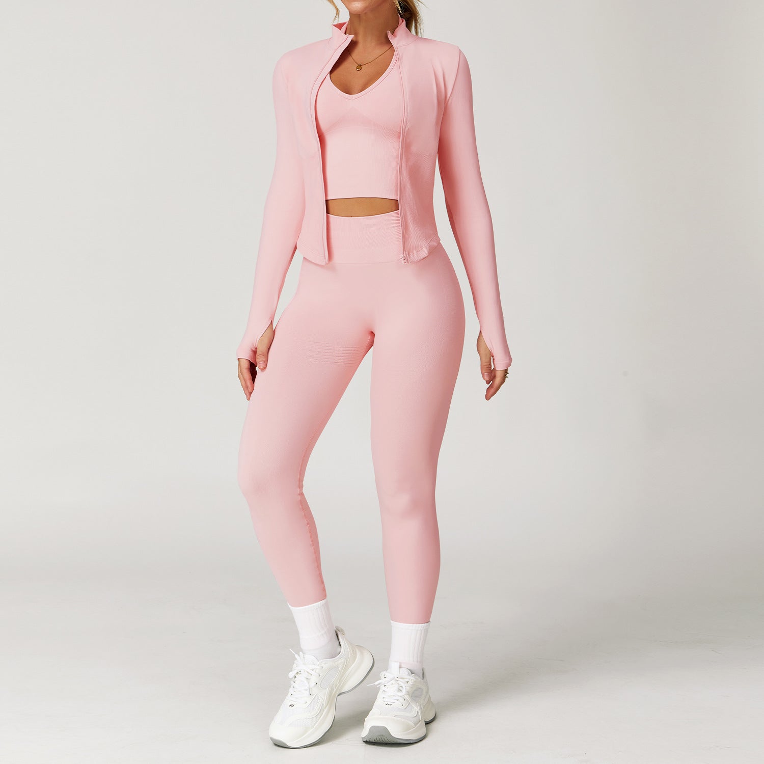 Conjunto de yoga Racerback sin costuras con cintura acanalada