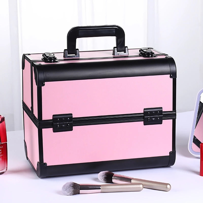 Caja de almacenamiento de maquillaje profesional de aleación de aluminio para herramientas de belleza