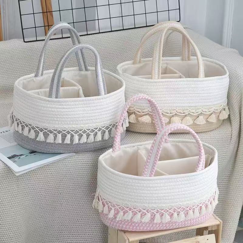 Handwoven Storage Basket with Removable Compartments