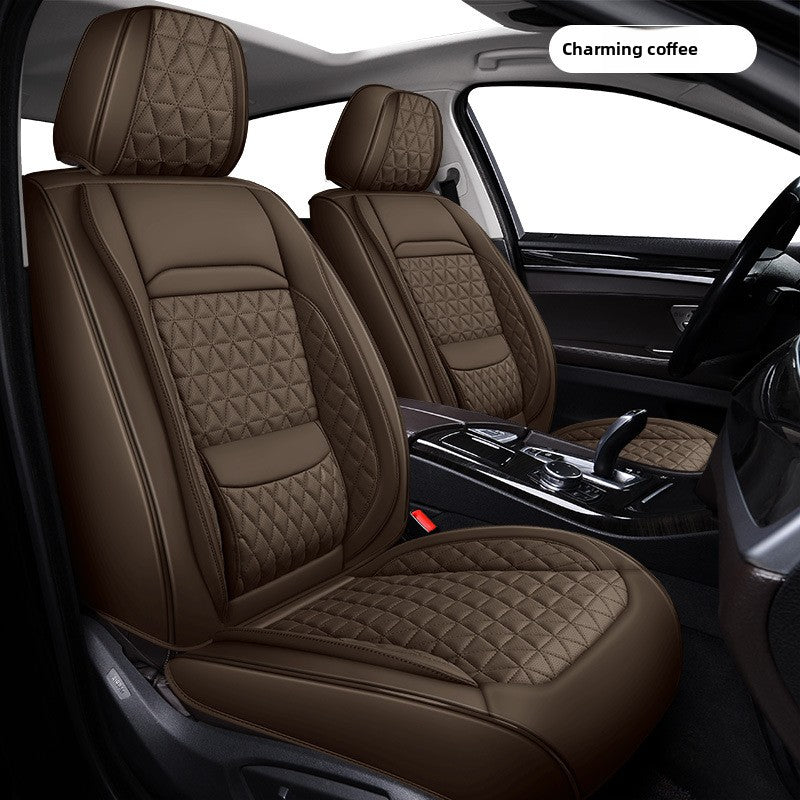 Funda de cuero para asiento de coche con soporte lumbar