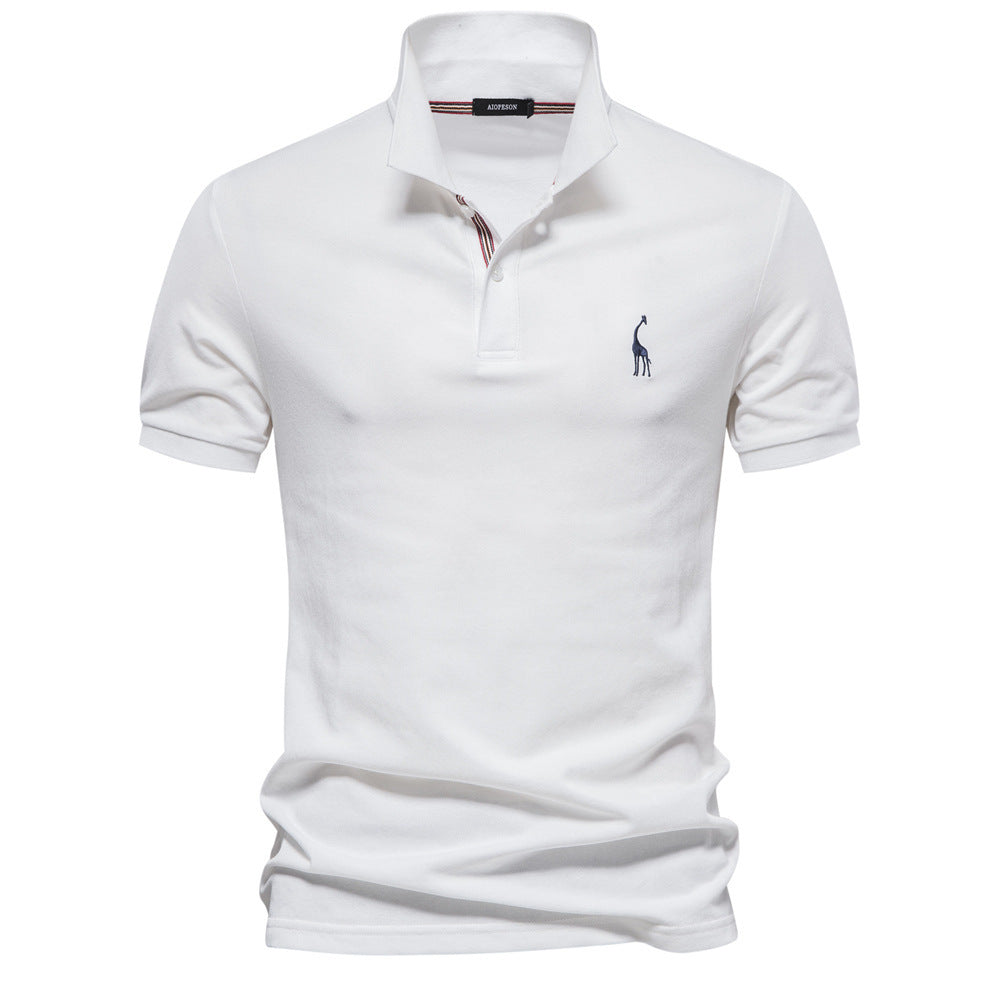 Camiseta básica de algodón con estampado de ciervo de color sólido para hombre