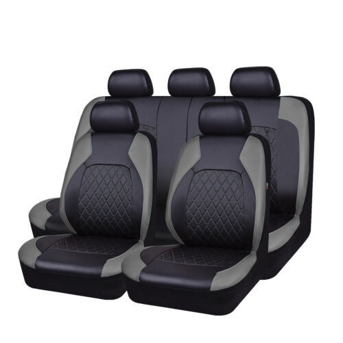 Funda de asiento de coche de cuero PU acolchado de diamante universal