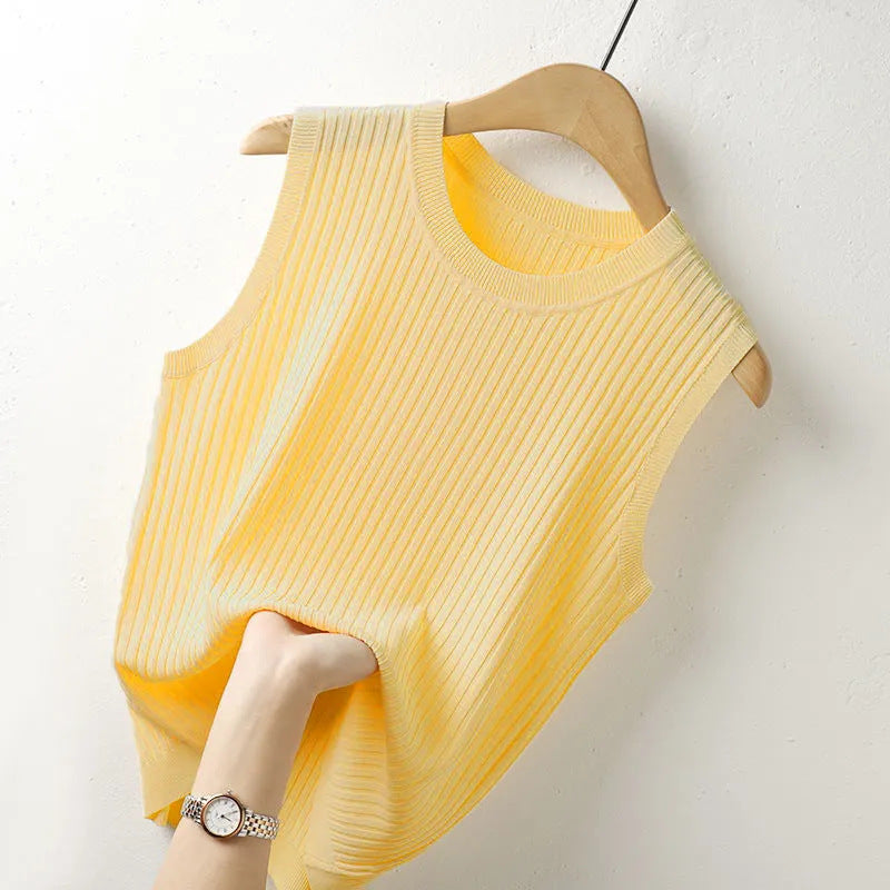 Round Neck Knitted Vest for Women