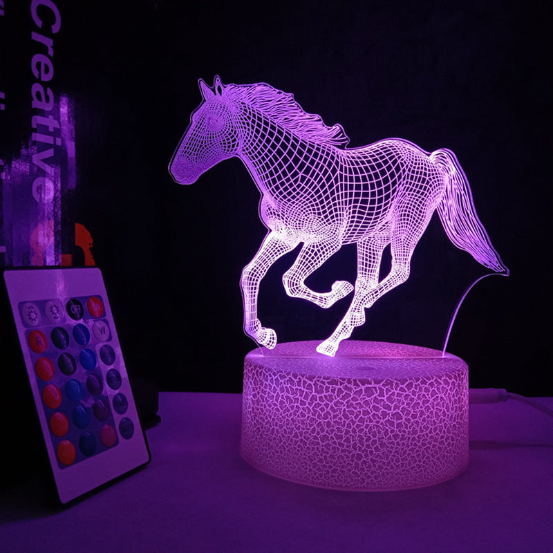 Luz nocturna 3D Horse USB que cambia de color Control remoto Lámpara decorativa para habitación de niños