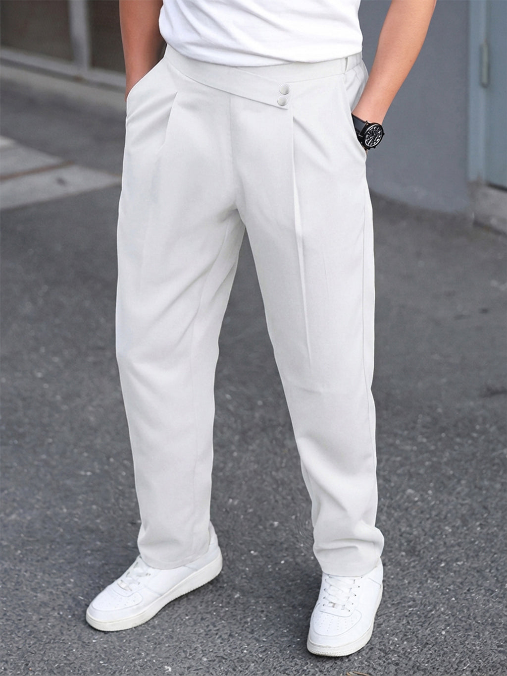 Pantalones casuales de cintura media para hombre