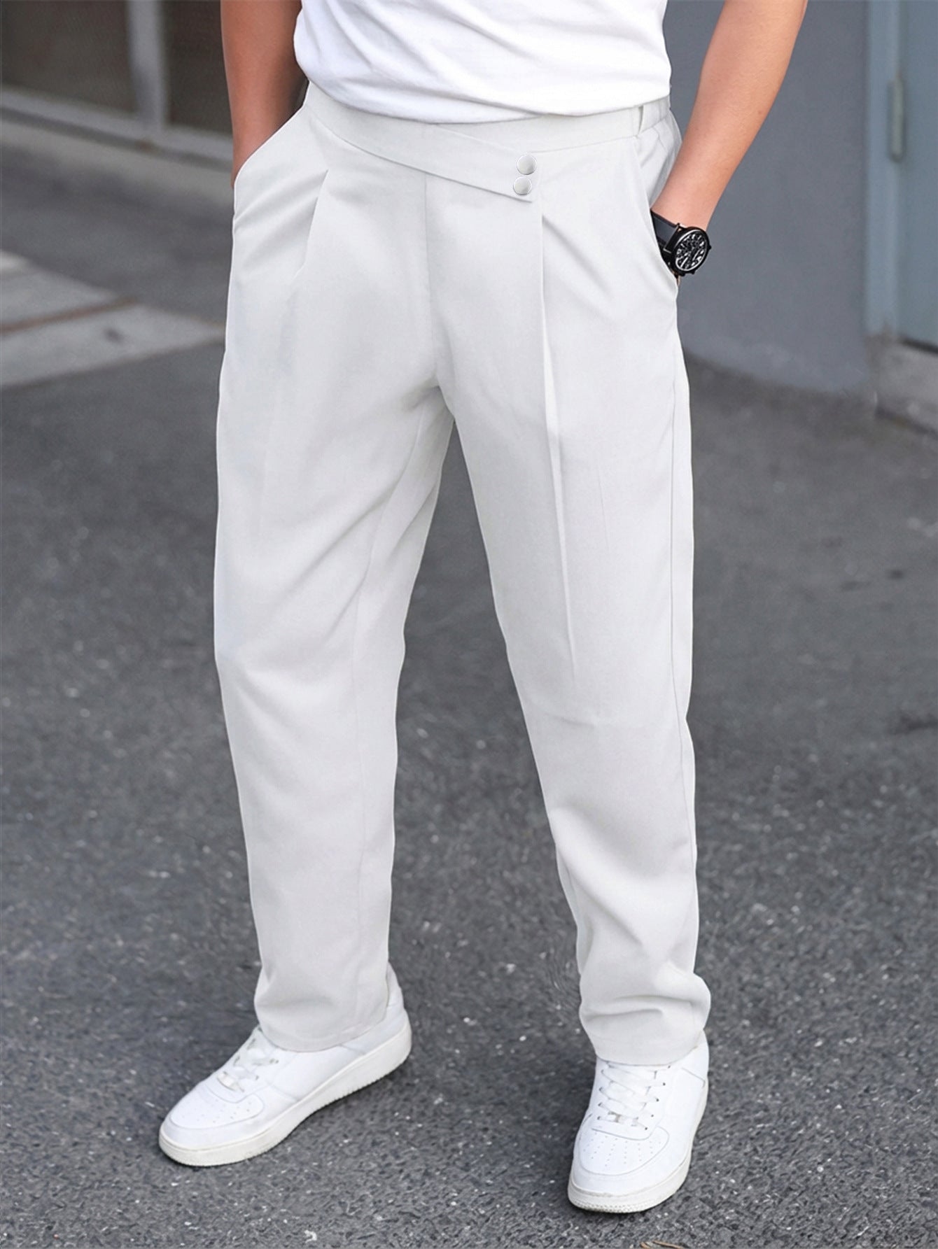 Pantalones casuales de cintura media para hombre
