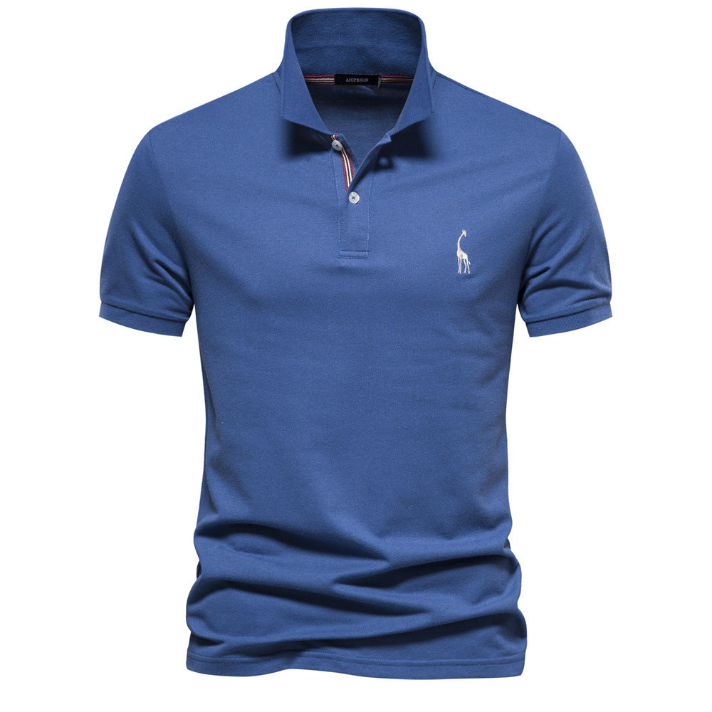 Camiseta básica de algodón con estampado de ciervo de color sólido para hombre