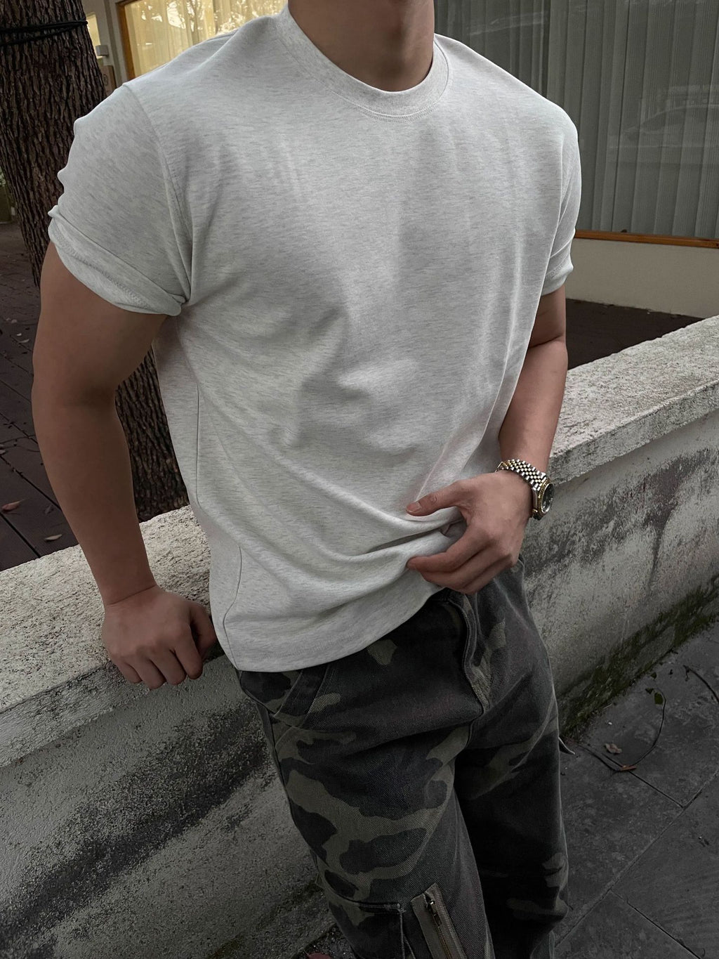 Elastic Cotton Fitness T-Shirt