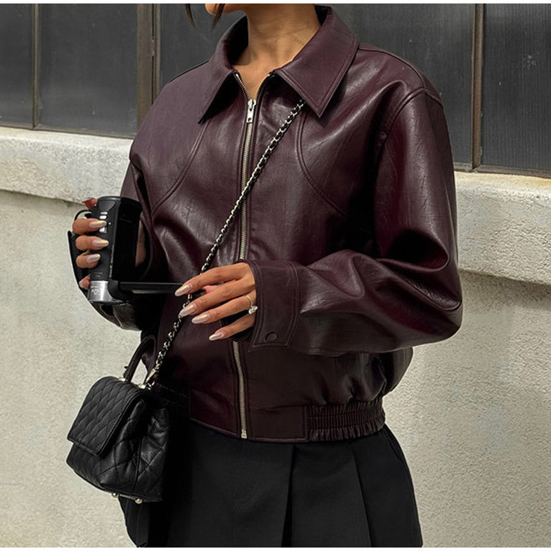 Lapel Zipper Long Sleeve Street Jacket