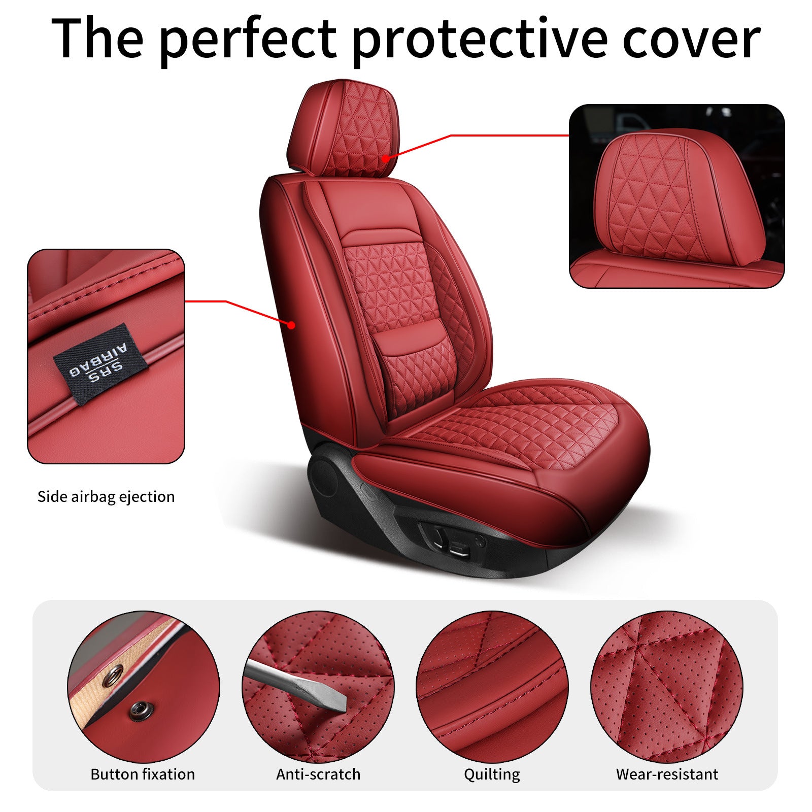 Funda de cuero para asiento de coche con soporte lumbar
