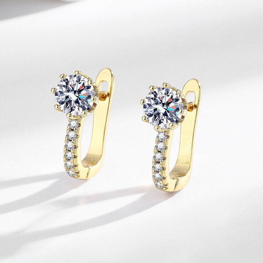 Platinum Plated Zircon Geometric Earrings