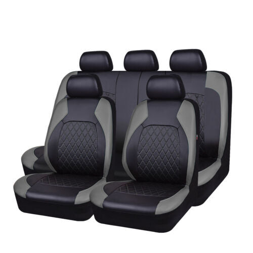Funda de asiento de coche de cuero PU acolchado de diamante universal
