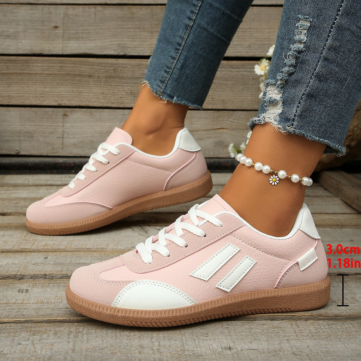 Zapatos deportivos planos retro para mujer