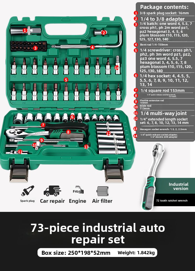 Juego de llave de trinquete Herramientas de reparación automotriz