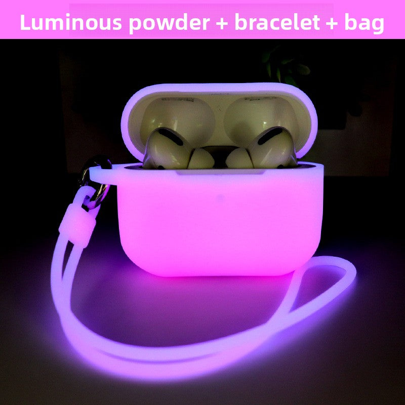 Funda de silicona brillante para AirPods con cordón