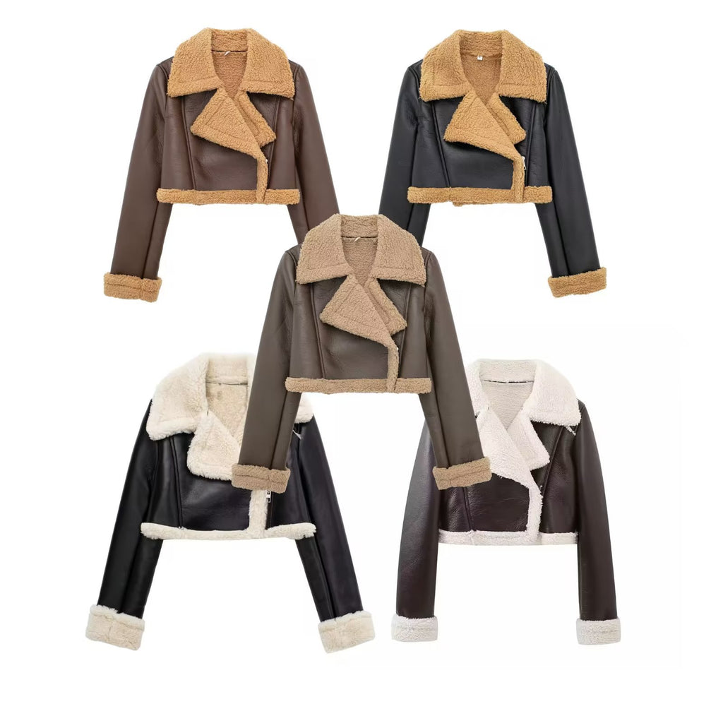 Chaqueta de moto corta para mujer