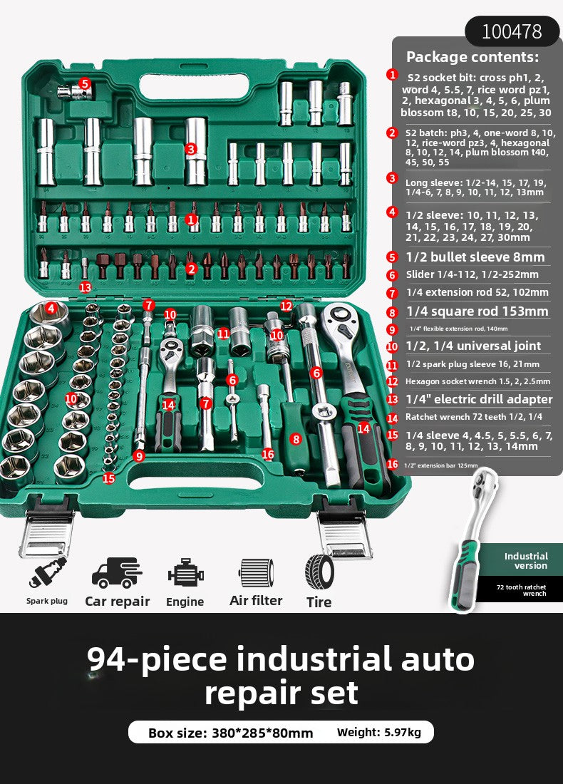 Juego de llave de trinquete Herramientas de reparación automotriz